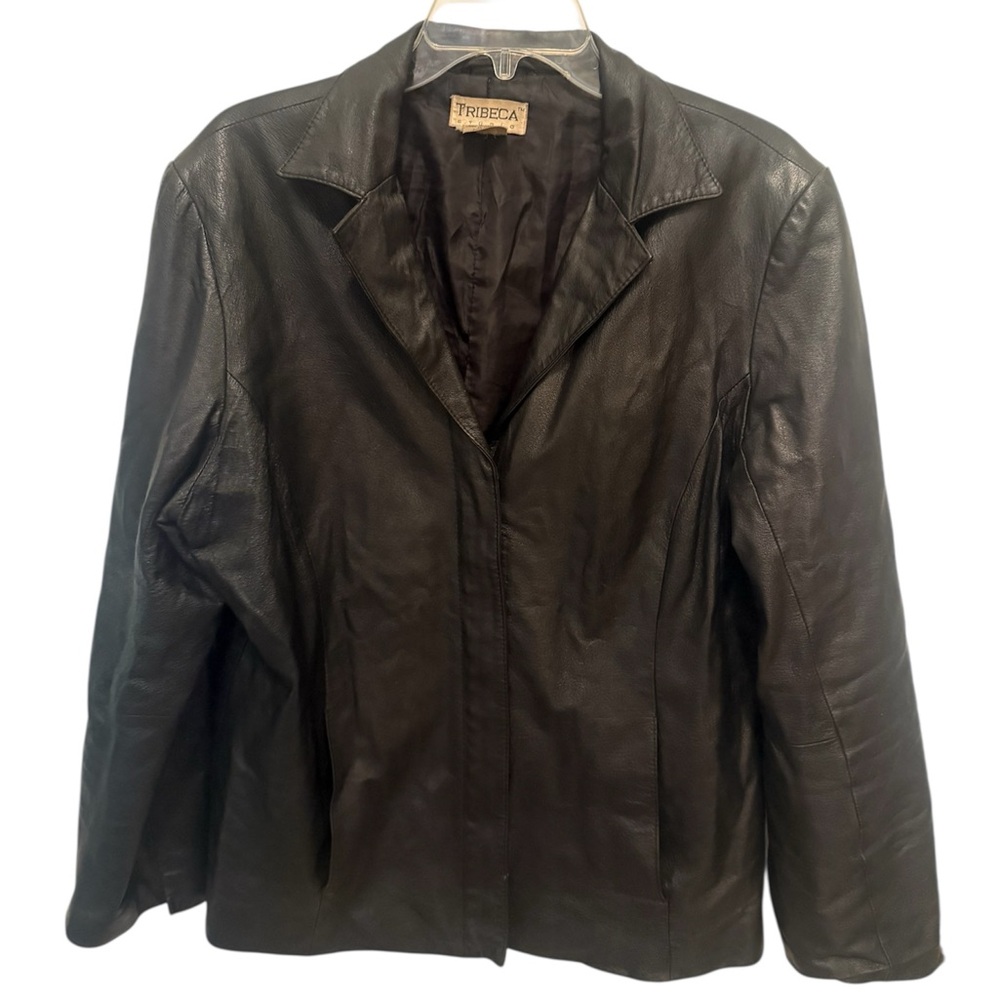Women's Classic Black Leather Jacket Vintage Tribeca 100% leather